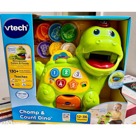 VTech Chomp and Count Dino, Green - Picture 1 of 9